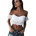 Produktbild Tanktops Damen Dasongff Damen Spitze Top Schulterfrei Bauchfrei Ärmellos Tank Top Bustier BH Weste Crop Tops Kurz Trägertop Sommershirt Cami (M, Weiß)