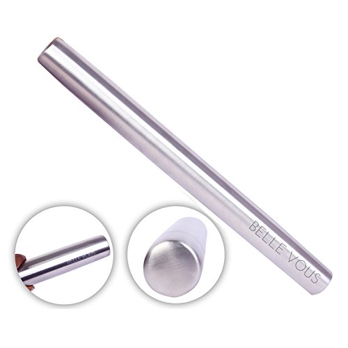 40cm Edelstahl Nudelholz von Belle Vous – Zum Backen, Glasieren, zum Dekorieren von Kuchen, Gebäck, Brot & Süßem – Antihaftbeschichtet & Spülmaschinenfest – Unentbehrliche Hilfe für Ihre Küche