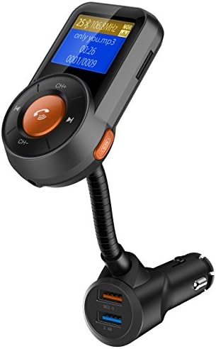 WGOAL Bluetooth FM Transmitter,Hands-free Wireless Radio Adapter Car Charger Kit with 1.4 Inch Display,MP3 Music Player,Smart 2.4A+QC3.0 USB Fast Car charge for Cell Phone