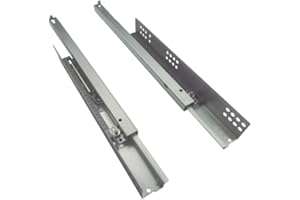 AZERODESIGN Guía cajón regulación lateral en altura, para cajoneras, muebles de cocina, armario, extracción parcial con sistema de auto frenado, rieles con aguante de peso de 35kg (450mm)