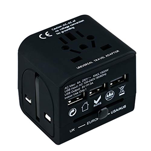 Preisvergleich Produktbild WLPT Reise-Adapter Reiseadapter, Schnellladegerät Reiseadapterstecker Multifunktions-USB-Steckdosenadapter Internationale Wandwandler,Black