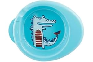 Chicco Termiczny Talerz dla Dzieci ze Zbiornikiem na Gorącą Wodę, Talerz z Antypoślizgową Podstawą, 6+ miesięcy, niebieski