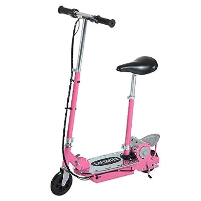 Homcom Trottinette électrique 120 W Pliable pour Enfants à partir de 7 Ans Hauteur de Guidon et Selle réglable 12 Km/h Max. Rose Argent Neuf 42PK