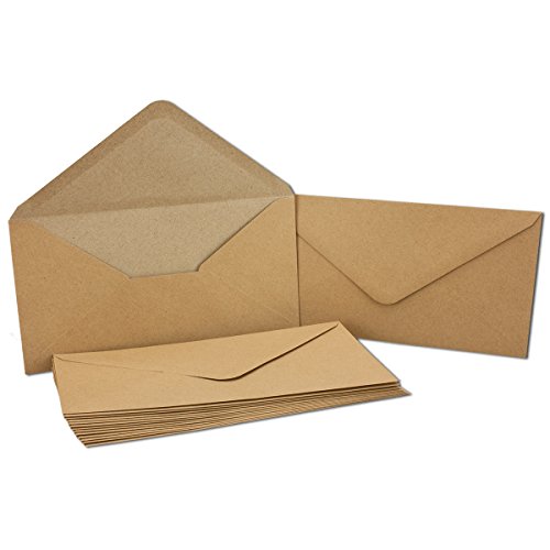 Kraftpapier-Karten inklusive Briefumschläge & Einlegeblätter | 50er-Set | Blanko Recycling Einladungskarten in Braun | bedruckbare DIN Lang Post-Karten | ideal zum Selbstgestalten & Kreieren - 3