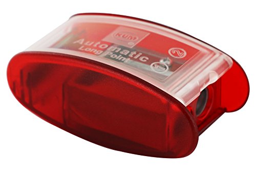 KUM AZ105.30.19-R Automatic AS2 Long Cone Sharpener in Container 2 Spare Blades 1 Piece Red