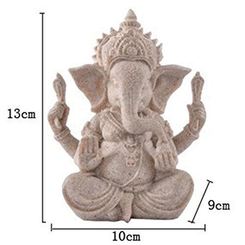 Sandstone Ganesha Buddha Figur Elephant Statue Sculpture Handmade Figurine - 4
