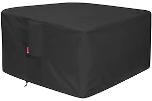 SheeChung Large 44'' Square Fire Pit Cover - Waterproof 600D Heavy Duty Square Patio Fire Pit Table Cover Black (44''L x 44''W x 24''H)-Fits 40",42",43",44"Firepit/Bowl Cover