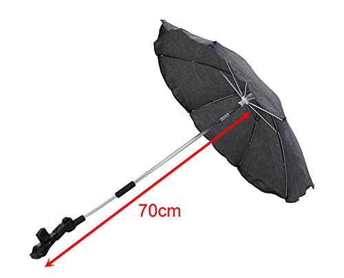 Clamaro „SUNCOVER“ Universal Sonnenschirm Regenschirm für Kinderwagen und Sport Buggy (11 Farben wählbar), Babywagen Schirm mit Universal Halterung für bis zu ca. 3,0 cm dicke Rohre und 360° schwenkbar durch flexiblen Schwanenhals - 6