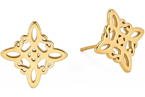 EUEAVAN Boucles d'oreilles en forme de noeud celtique Boucles d'oreilles en forme de noeud de sorcière Minimaliste Creusé Viking Bonne Chance Accessoires Bijoux irlandais Fille Femmes St Valentin