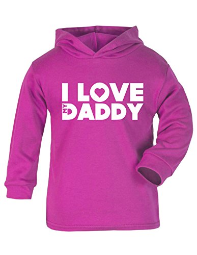 I Love My Daddy (Block Design) Baby/kids Hoodie Cerise & White 6 - 12 Months