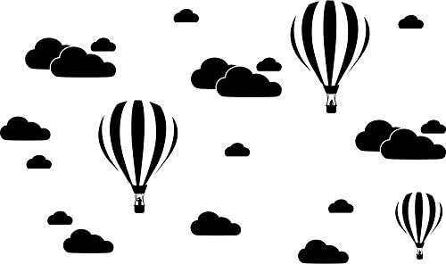 Clouds & Hot Air Balloons - Nursery Kids Childs Bedroom Vinyl Wall Art Sticker Decal