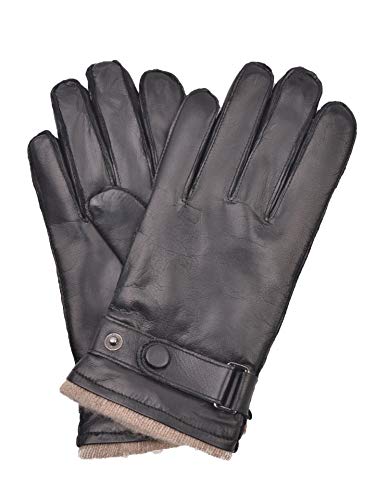 YISEVEN Guanti in pelle touchscreen uomini cachemire foderato vera pelle di pecora naturale per autunno inverno vestito caldo regali da lavoro moto guida, marrone grande