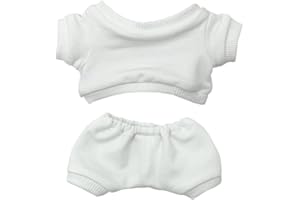 niannyyhouse Vêtement de poupée en peluche de 15 cm, vêtements de sport, costumes, sweat-shirts et pantalons - Blanc - 15 cm
