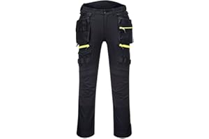 Portwest DX440 Lightweight Detachable Holster Work Trousers Mens Multi Pockets Stretch Safety Workwear Cargo Combat Pants with Free Knee Pads