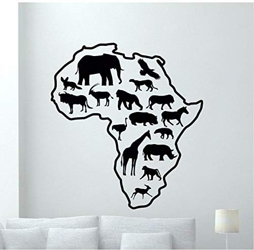 Africa Map Wild Animals Wall Decals Nursery Poster Removable Animal Vinyl Sticker New Design Map Wallpaper Home Deocr Art 53X57Cm