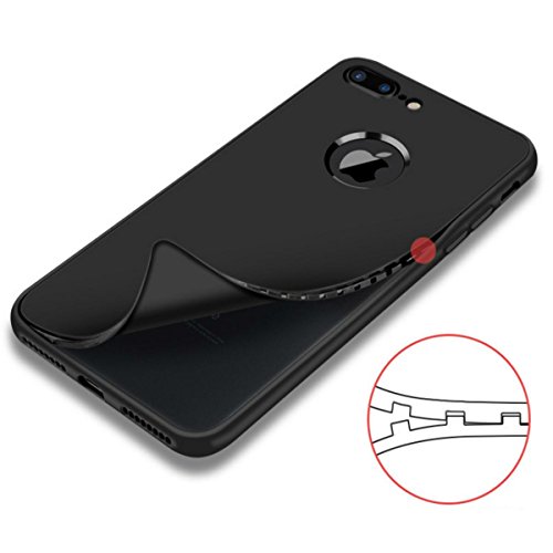 Qissy Carcasa iPhone 7plus  360 Todo Incluido TPU Silicona Flexible Anti-Scratch Anti-Huella Dactilar a Prueba de Choque Suave Protective Case Cover Skin para iPhone 7P 5 5    Negro 