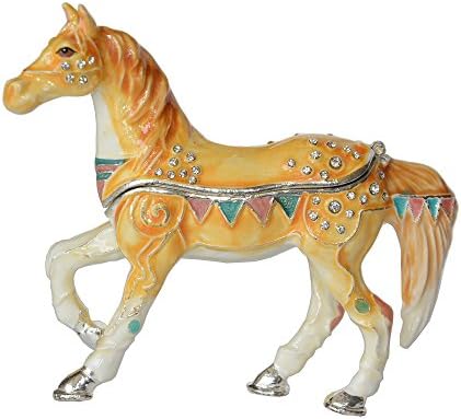 Horse Trinket Treasured Jewelry Ring Box Horse Figurine Collectible Gifts Metal Tabletop