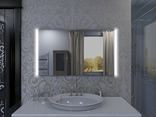 Badspiegel mit Beleuchtung Iona M313L2V: Design Spiegel für Badezimmer, beleuchtet mit LED-Licht, modern – Kosmetik-Spiegel Toiletten-Spiegel Bad Spiegel Wand-Spiegel - 4
