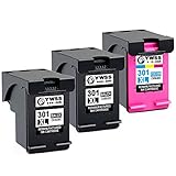 【Mejor valor】:YWSS Remanufacturado hp 301XL Cartucho de tinta de alta calidad.Renovable y ambiental simpático. Con fuerte compatibilidad y claro efecto de impresión.Resultados de impresión de alta calidad y rendimientos de página iguales a los cartuchos de tinta OEM.