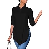 Tomwell Camicetta Donna Autunno Manica Lunga Elegante Camicia Scollo a V Stampa Maglietta con Bottoni Blusa Moda da Camicetta