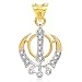 VK Jewels The Khanda Gold and Rhodium Plated Alloy God Pendant for Men & Women made with Cubic Zirconia - P1440G [VKP1440G] RS.267.00