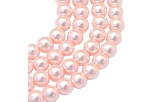 CHERISWELRY Cheriswely, 200 pezzi di perle di vetro rotonde da 8 mm, distanziatori rotondi e perlati, in vetro satinato, per gioielli, bracciali, orecchini, colore: rosa perla