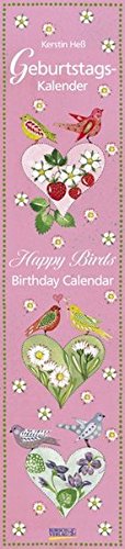Geburtstags-LP Happy Birds i.w.: Immerwährender Wandkalender. Format 11 x 48 cm.