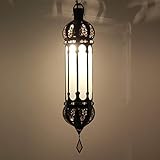  Marrakesch Dunya L1252 - Lámpara de techo (58 cm de altura, metal y cristal), diseño oriental, color blanco lechoso
