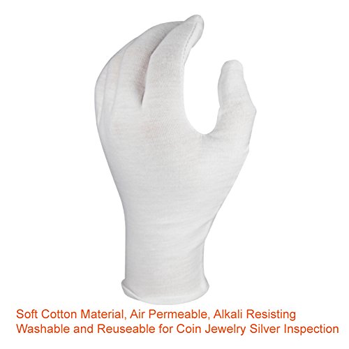 Paxcoo 16 Parr Weiße Baumwollhandschuhe große - 4