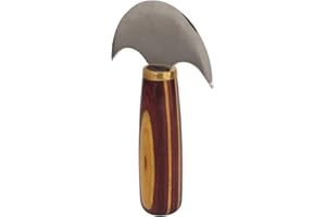 GEAKV Cuchillo de Cabeza Redonda de Cuero, Cuchillo de Media Luna de Acero, Afilado de Doble Filo para Tallar Cuero(S)