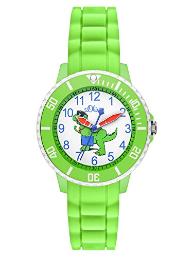 s.Oliver SO-3053-PQ - Reloj de cuarzo unisex, correa de silicona color verde