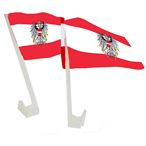 Piersando Autofahne Set 2 Stück Auto Fahne Fussball EM & WM Länderflagge Fanartikel Land Flagge Autoset Österreich