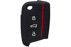 AUTOZOCO Funda Silicona Mando Llave del Coche 3 Botones, Protector Carcasa Llave Auto, Cubierta de Silicona para Llave Coche, Compatible con Volkswagen Golf 7 MK7, Negro