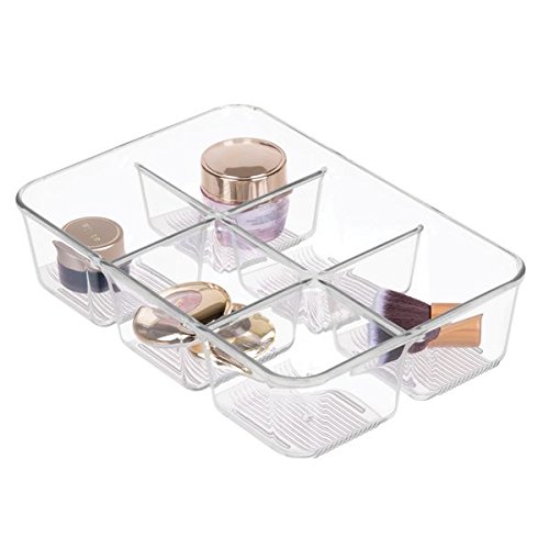 mDesign Kosmetik Organizer - transparente Aufbewahrungsbox mit sechs Fächern - Ablage aus robustem Kunststoff - durchsichtig