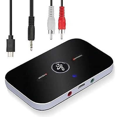 Ozvavzk Adaptateur Bluetooth Récepteur,Ozvavzk Bluetooth Émetteur Récepteur 4.1 Transmetteur Récepteur Bluetooth Audio 2 en 1 avec Sortie Audio 3,5mm Adaptateur Bluetooth Audio RCA pour TV MP3 MP4 iPad iPhone Tablettes Android Voiture