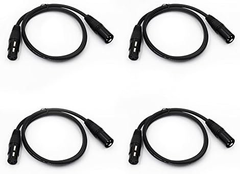 JLTPH Pack of 4 1m 3 Pin DMX Cable Professional Male to Female for Stage Lighting