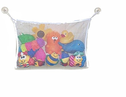 icolor Practical Baby Toy Tidy Storage Suction Cup Bag Mesh Net Bathroom Organiser,Bath Toy Bag (L)