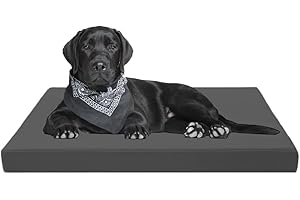 A ATH COLLECTION Waterproof Dog Bed Cushion Orthopaedic Pet Bed and Mattress Indoor Outdoor with Washable & Removable Zipped Cover Gifts for Dog (Large (108 x 72 x 5cm), Gray)