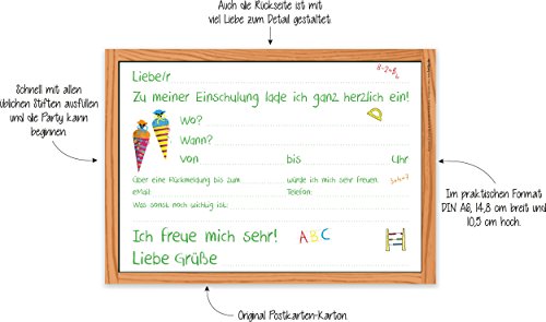 15 Einladungskarten Einschulung Schulanfang Schulbeginn 1. Schultag / Einladungen Zuckertüte Schultüte Schulkind ABC-Schütze Mädchen Jungen Kinder Schule Tafel Schuleinführung Schuleingang - 5