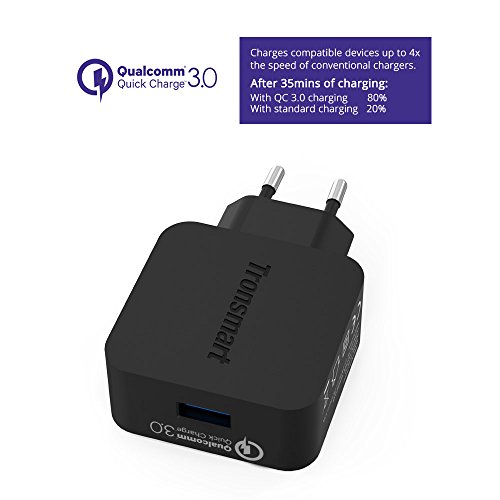 [Qualcomm Quick Charge 3.0] Tronsmart 18W USB Ladegerät Wand Ladeadapter mit 1,8M Type C Ladekabel für Samsung Galaxy S7 / S6 / Edge / Plus, Note 5 / 4, LG G4, HTC One A9 / M9, Nexus 6, iPhone, iPad und weitere – Schwarz - 3