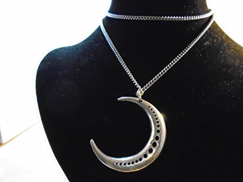 Beautiful Silver Crescent Moon Large 43 mm Silver Pendant Necklace Silver Plated / 69 cm Chain Necklace Made in USA,New with tag, 10 Year Guarantee, Supplied with Velvet Gift Pouch