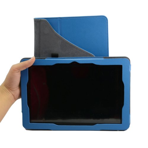 Coodio® Medion LifeTab E10312/E10311/E10310 Tablet 360 Grad Drehbar Lederhülle Tasche Cover Mit Ständer Gebaut in Handgriff – Farbe Blau - 8