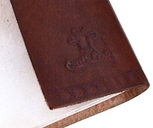 Lederbuch Gusti Leder nature „Damara“ Notizblock DIN A6 Buch Tagebuch Kladde Skizzenbuch aus Rindsleder Lederaccessoire Traditionell Fotobuch Groß Lederbuch Universität Handgeschöpftes Papier Elefant P10 - 5