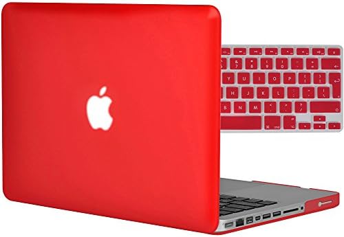 Topideal 2 in 1 Matte Frosted Silky-Smooth satins -Touch Hard Shell Case Cover 15-Inch MacBook Pro 15.4" (Model: A1286) + Keyboard Cover -[EU/UK Keyboard Version] -Red