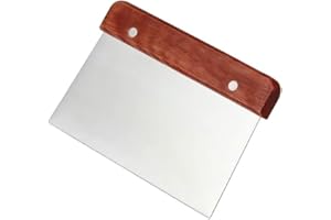 ANNLPOY Cortador de Masa de Acero Inoxidable con Mango de Madera Grande, Rasqueta para Cocina y Panadería, Espátula para Masa, Ideal para Pizza, Tartas y Pan, Dimensiones 20x13 cm
