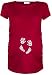 Happy Mama. Women's Maternity T-shirt Tee Shirt Baby Feet Hands. 013p (Crimson, UK 8/10, S)