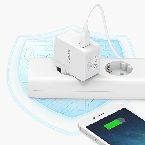 Anker PowerPort 1 (12W / 2.4A) 1 Port USB Ladegerät Reise mit UK /EU Stecker, Reiseadapter mit Power IQ für iPhone 7 / 6s / 6 /5s/ SE, iPad Air 2 / mini 3, Galaxy S7 / S6 Edge und Weitere (Weiß) - 4
