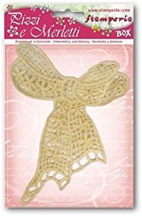 Paper Moon - Italian Made cotton lacework ribbon bow for Decoupage, scrapbooking, Card Making x 1 piece