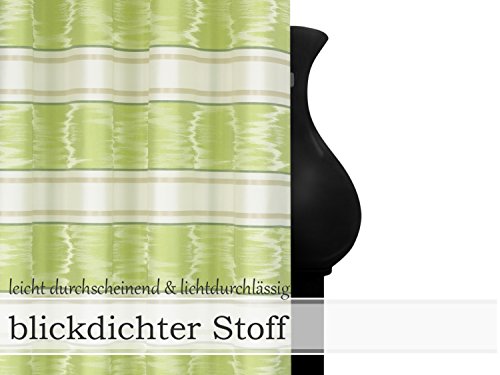 Doppelpack zum Sparpreis – Ösenschal „Tibero“ von „deko trends“ – blickdicht, in modischer Blockstreifenoptik und Ikatmusterung – Markenqualität Made in Germany in 5 frischen Farben, waldgrün-kiwi - 4