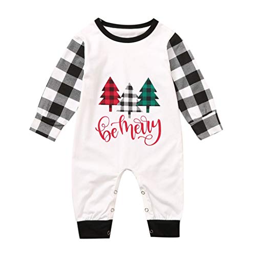 Kanlin1986 Navidad Conjunto De Pijamas A Juego Familiar Manga Larga Blusa Y TartáN Pantalones - Ropa De Dormir Nightwear Vacaciones Suit para Dad Mom NiñOs Bebé